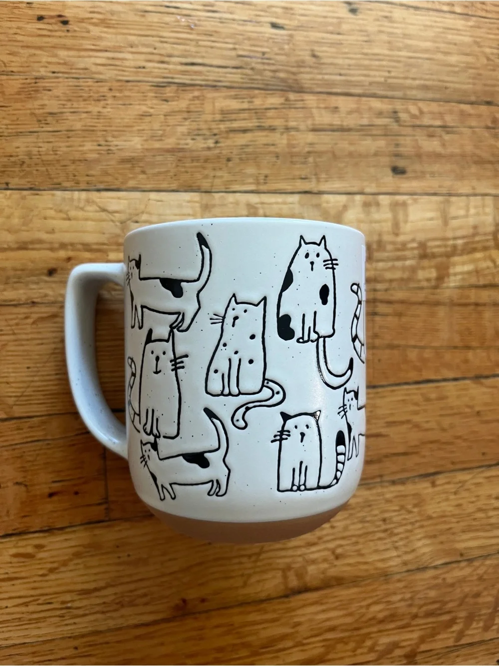 White Cat Pattern Ceramic Mug - Cat Print Coffee Cup